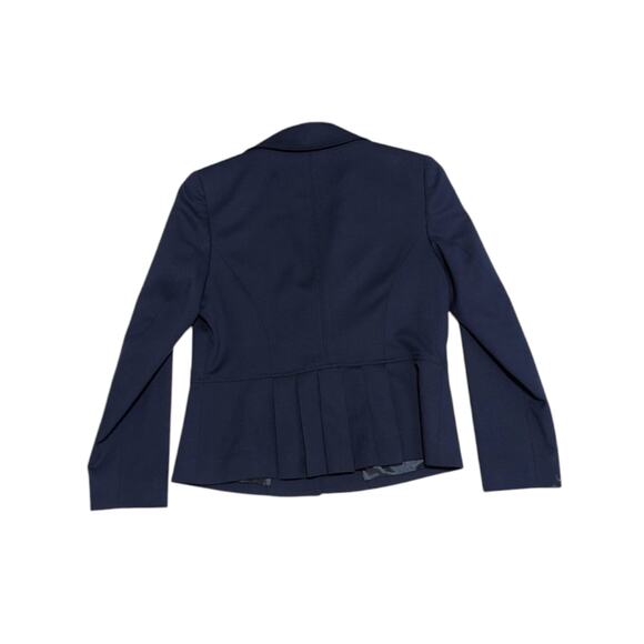 Pendleton Navy Blue Pleated Blazer Jacket Peplum Preppy Workwear Womens 8 Petite - Picture 2 of 4